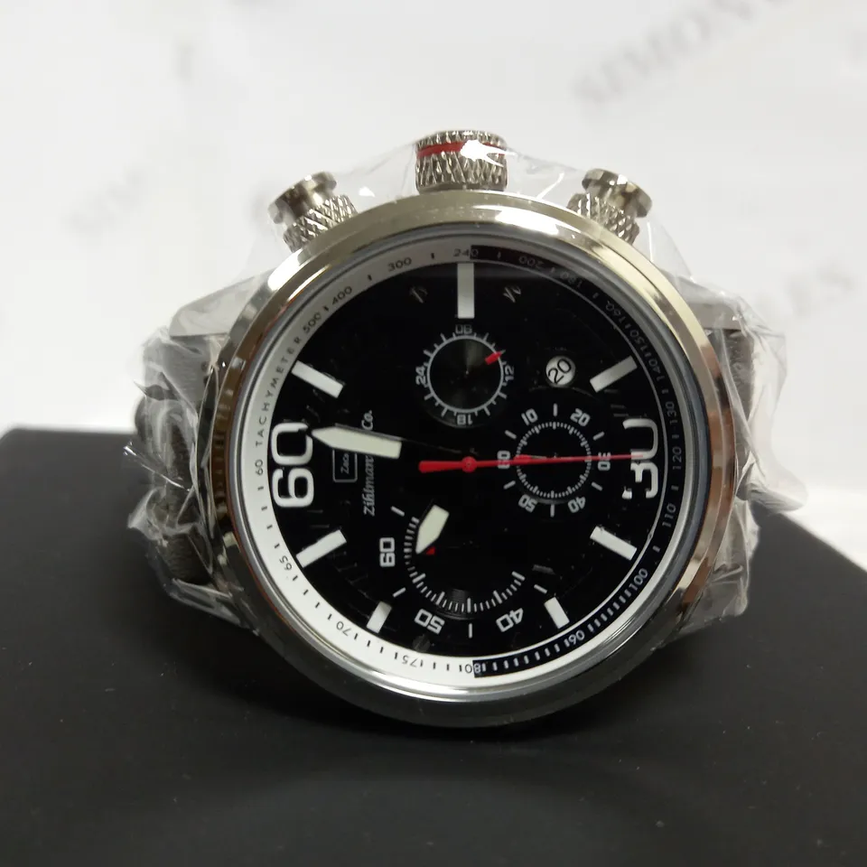 ZIHLMANN & CO SPORTS CHRONOGRAPH STYLE LEATHER STRAP WATCH