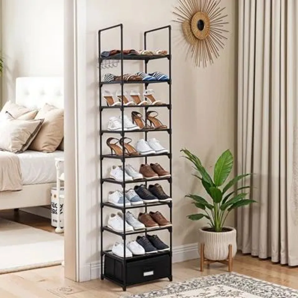 BOXED 18 PAIR SHOE RACK WITH A STORAGE BOX (1 BOX)