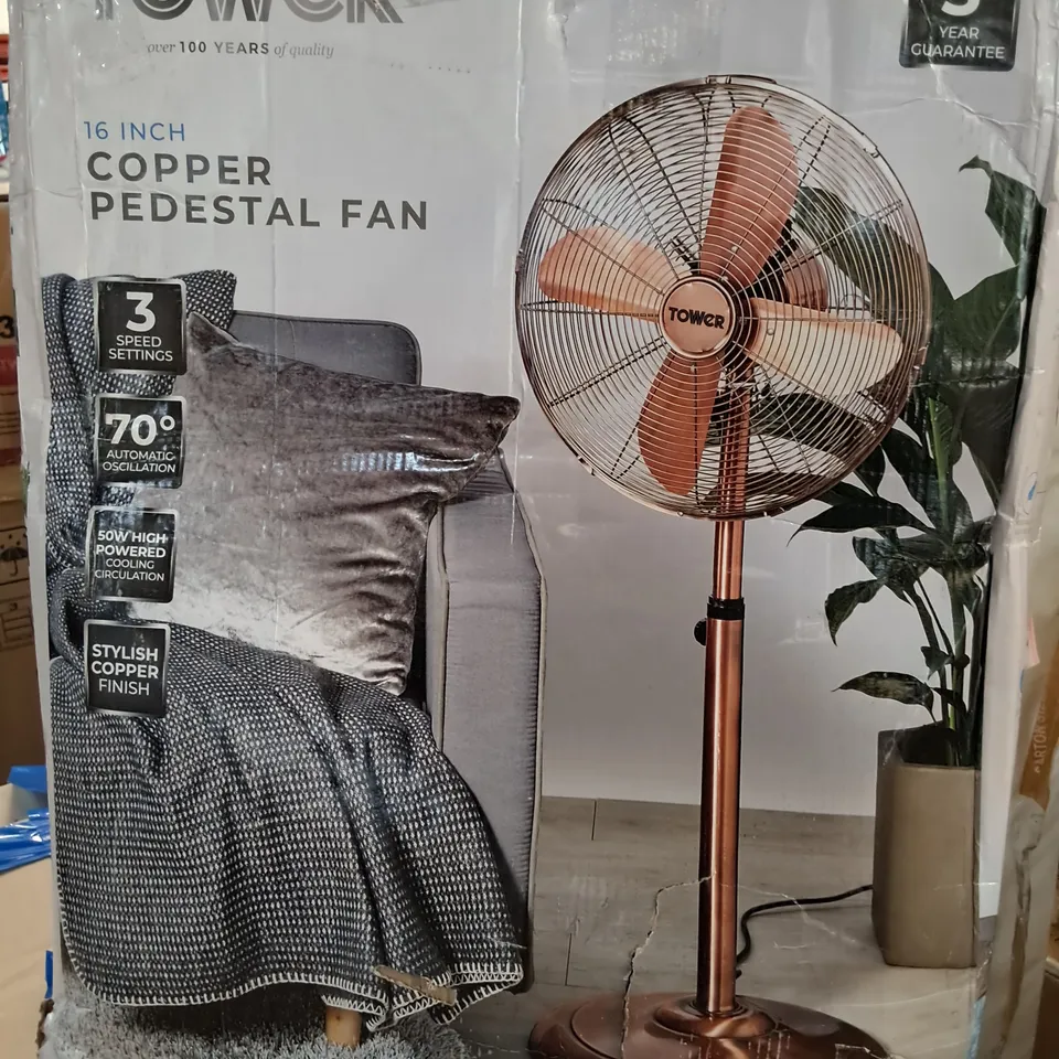 TOWER 16" COPPER PEDESTAL FAN