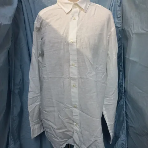 ONLY & SONS WHITE LINEN BLEND SHIRT – SLIM FIT, MEN'S M
