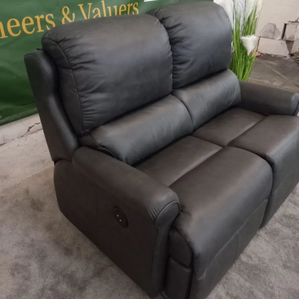 DESIGNER G PLAN NEWMARKET REGENT CHARCOAL ELECTRIC RECLINING TWO SEATER SOFA