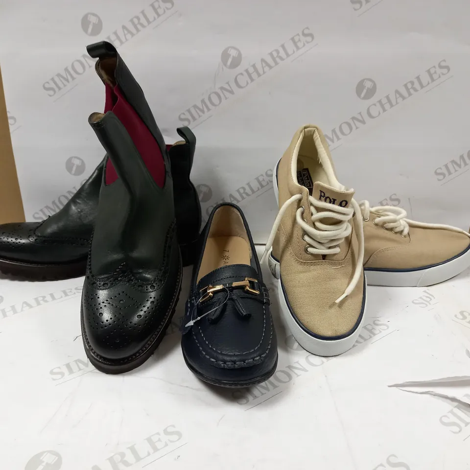 APPROXIMATELY 15 PAIRS OF ASSORTED UNBOXED SHOES AND FOOTWEAR TO INCLUDE; AMBER, POLO, ZARA AND CALPIERRE