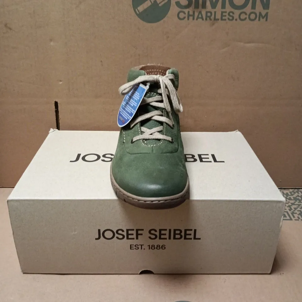 JOSEF SEIBEL STEFFI 53 GREEN LEATHER ANKLE BOOTS – UK5 (EU 38)