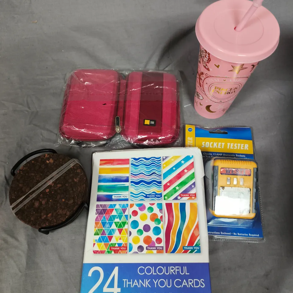 APPROXIMATELY 15 ASSORTED HOUSEHOLD PRODUCTS TO INCLUDE P.LOUISE DRINKS CONTAINER, COASTERS, THANK YOU CARDS ETC 