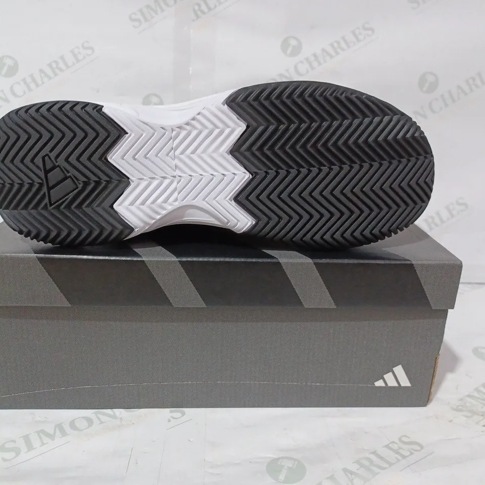BOXED PAIR OF ADIDAS GAMECOURT 2 M SHOES IN BLACK UK SIZE 8.5