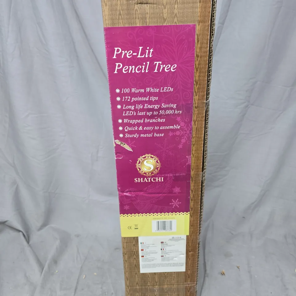 SHATCHI PRE-LIT PENCIL TREE, 4FT (1.2M), BOXED