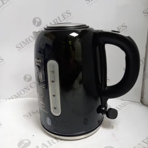 BOXED RUSSELL HOBBS QUIET BOIL BLACK KETTLE