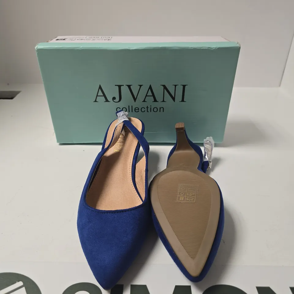 AJVANI COLLECTION BLUE SUEDE SLINGBACK HEEL – BOXED SIZE 6