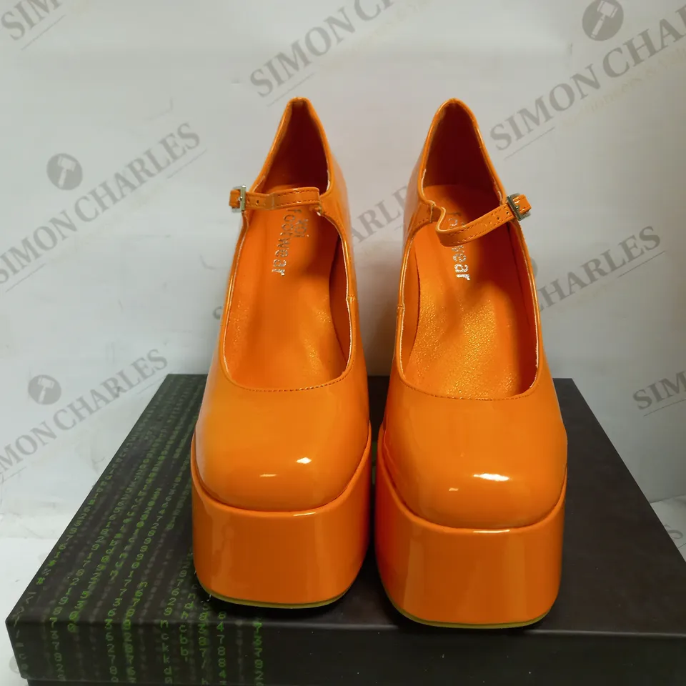 KOI VEGAN ORANGE PLATFORM SHOES UK SIZE 6