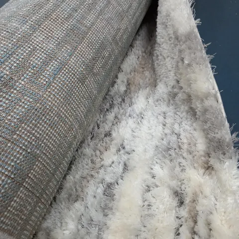 COZEE HOME TEXTURED PRINTED SHAGGY RUG IN CHAMPAGNE MULTICOLOUR - 160 x 230cm - COLLECTION ONLY