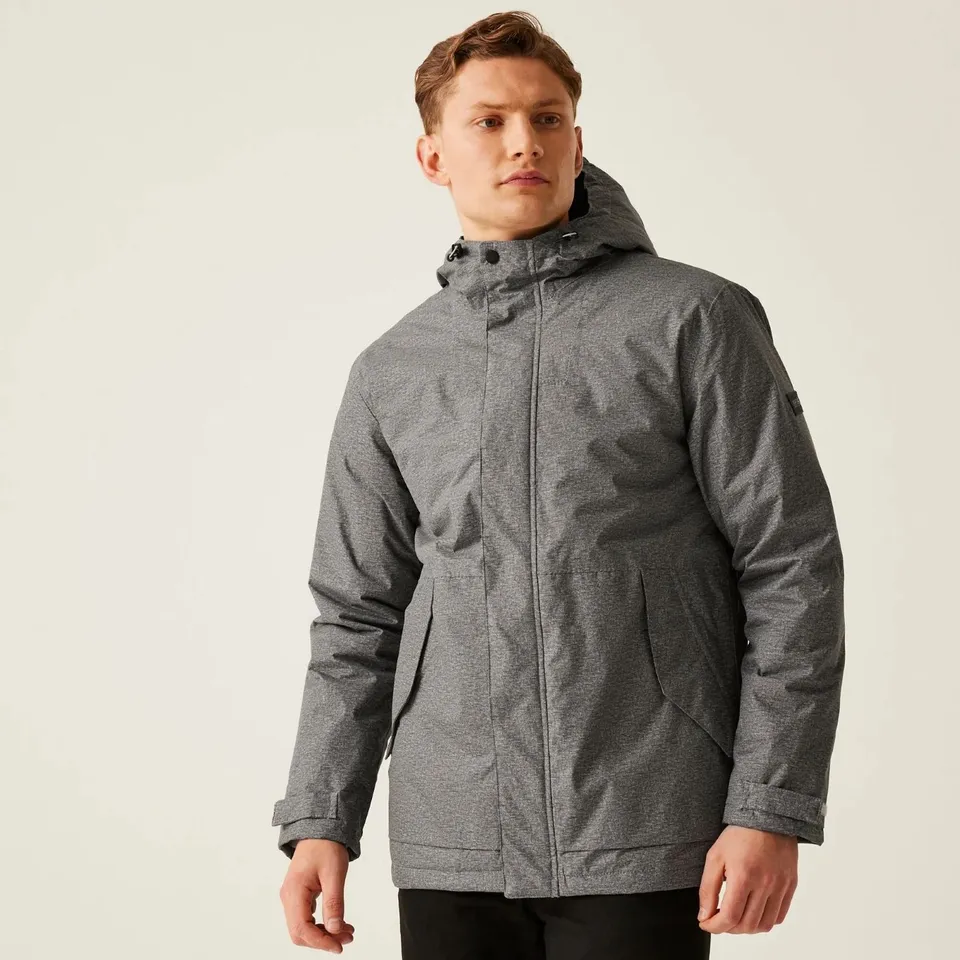 BRAND NEW REGATTA MENS STERLINGS IV WATERPROOF FLEECE LINED JACKET IN MINERAL GREY MARL SIZE XXL