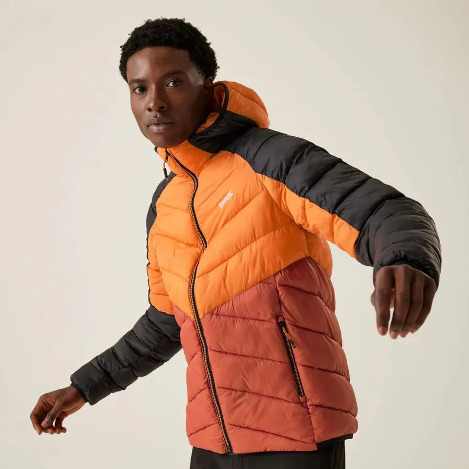 BRAND NEW REGATTA MENS HOODED DALENT PADDED JACKET FOX/RED OCHRE MEDIUM