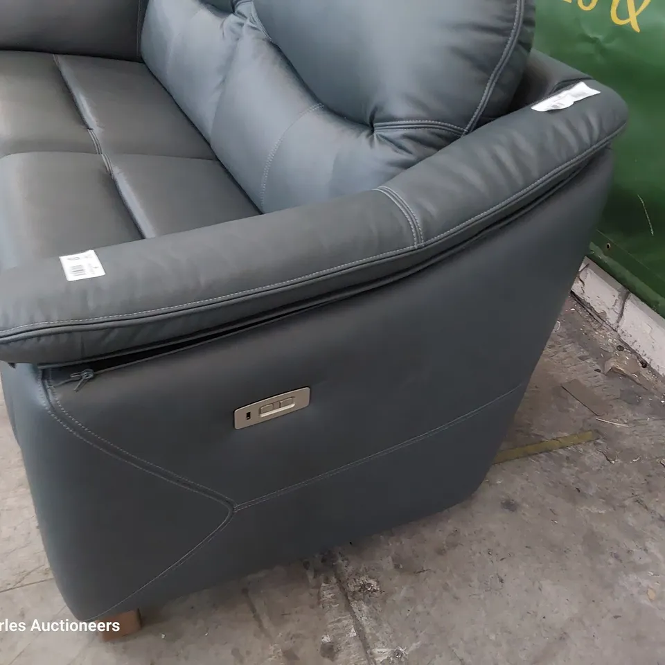 QUALITY BRITISH DESIGNER G PLAN JACKSON POWER RECLINING THREE SEATER SOFA CAMBRIDGE PETROL BLUE LEATHER 