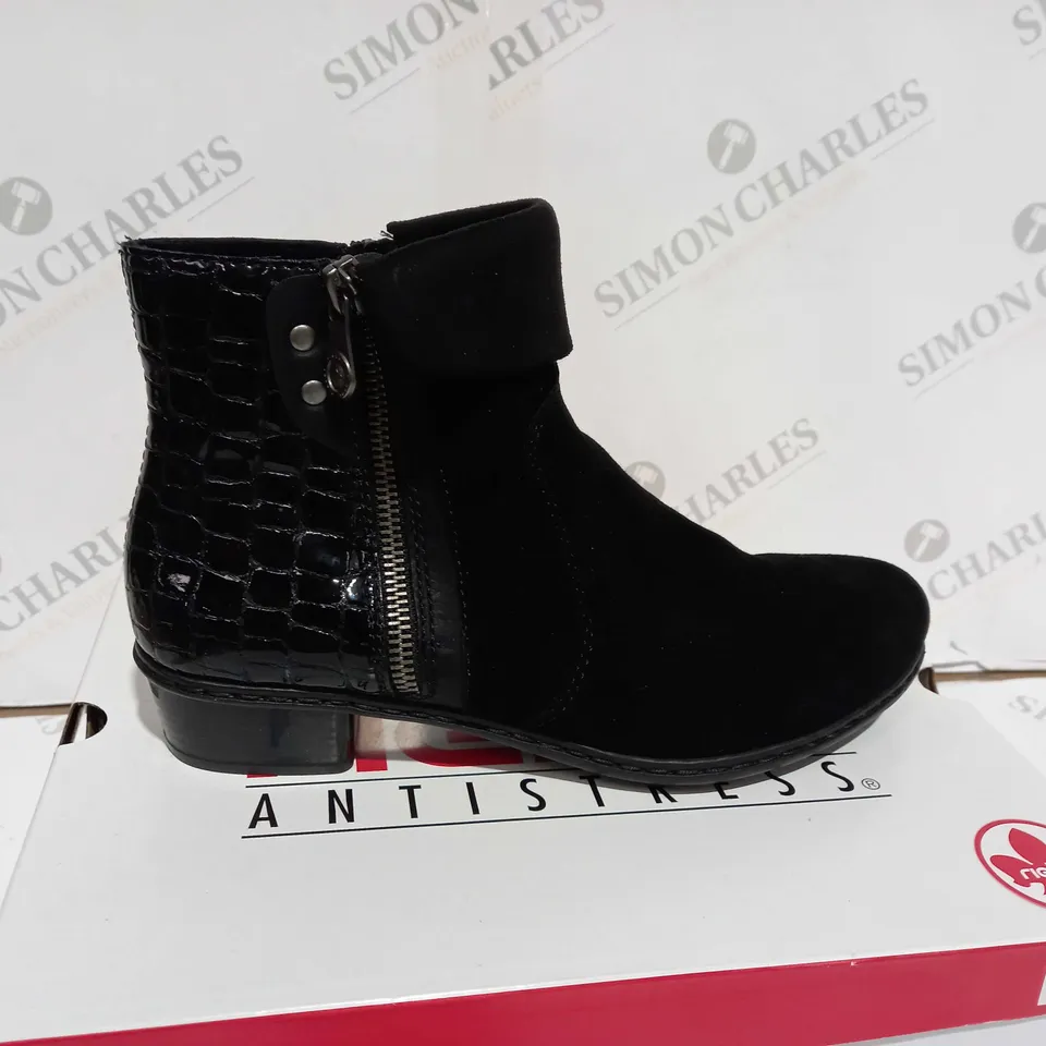 RIEKER CUFF ANKLE BOOT - BLACK - SIZE 6