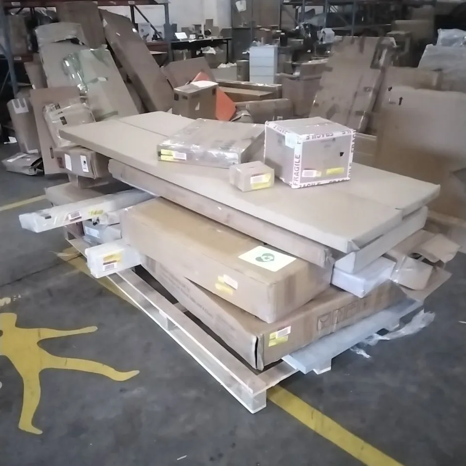PALLET OF ASSORTED, INCOMPLETE FURNITURE PARTS AND PIECES 