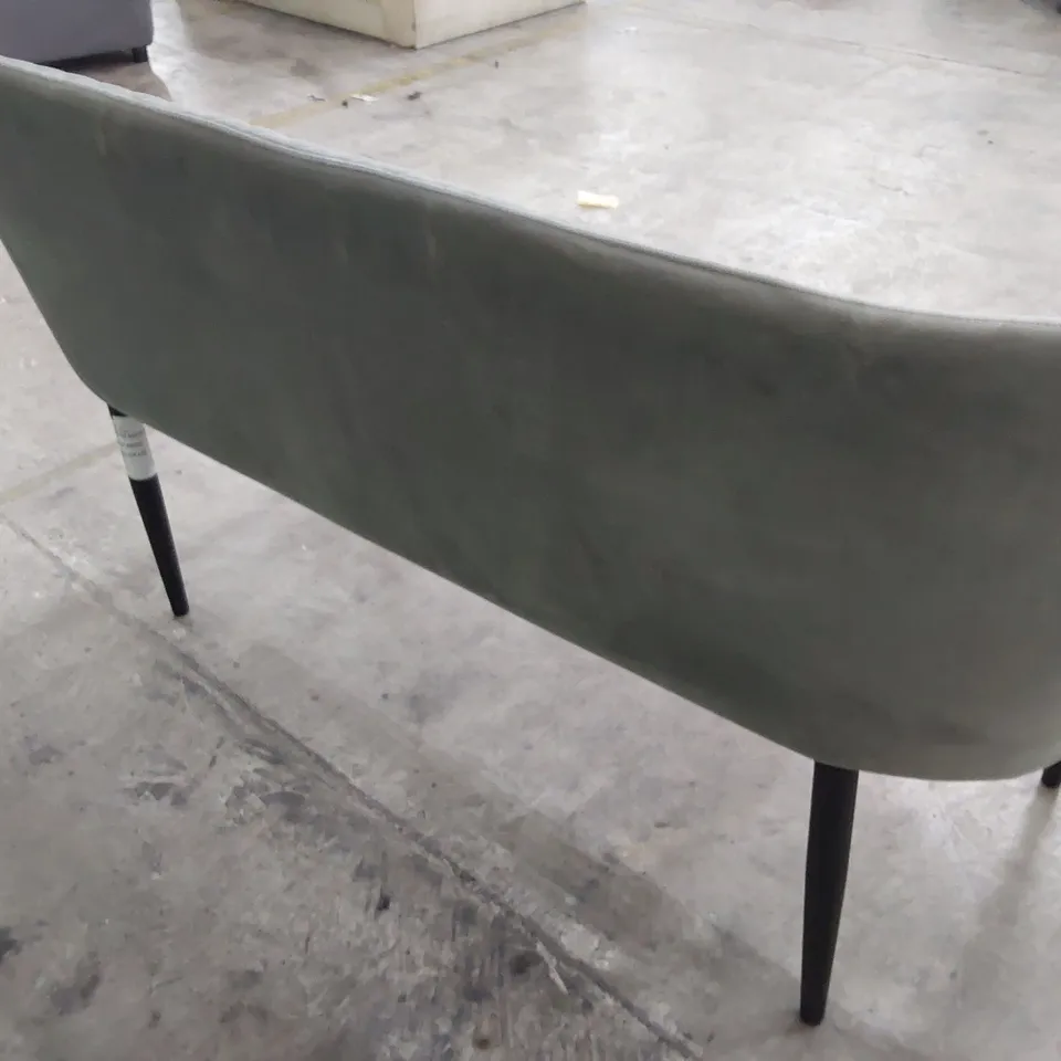 DESIGNER UPHOLSTERED BENCH SEAT QUILTED GREY PLUSH FABRIC
