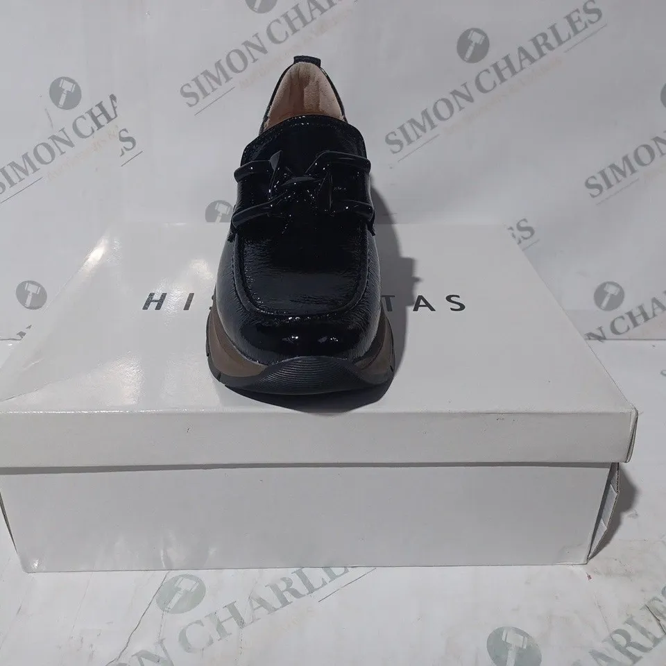 BOXED PAIR OF HISPANITAS CHUNKY LOAFERS IN BLACK EU SIZE 37