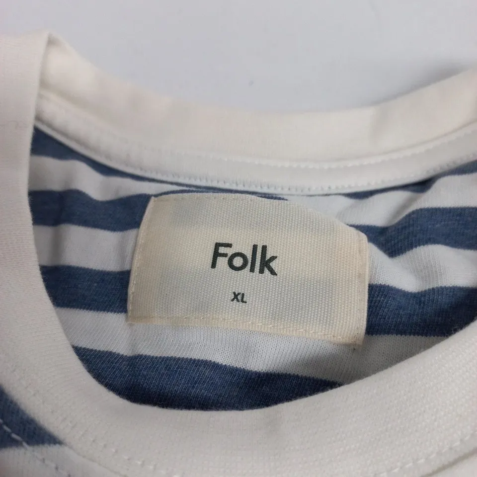 FOLK XL BLUE WHITE STRIPE T SHIRT