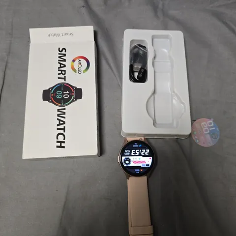 SMART WATCH – ROSE GOLD TONE, AMOLED ROUND DISPLAY (POWERS ON