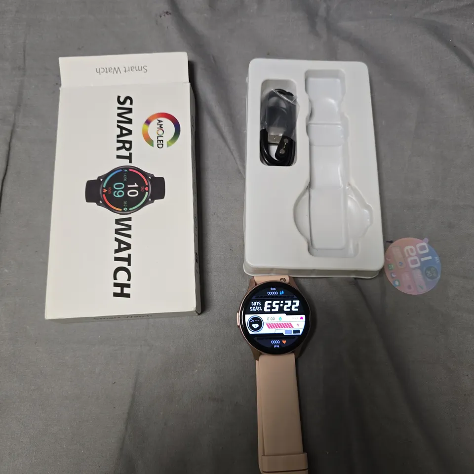 SMART WATCH – ROSE GOLD TONE, AMOLED ROUND DISPLAY (POWERS ON