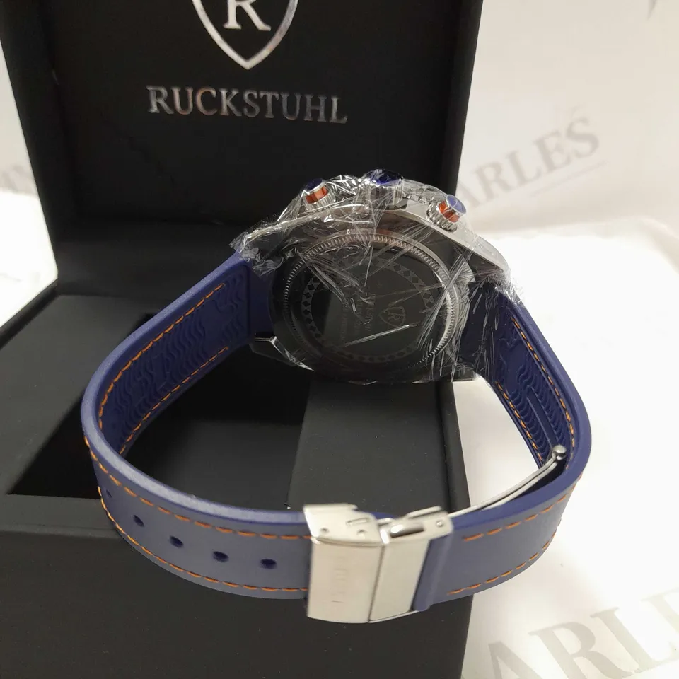 RUCKSTUHL CHRONOGRAPH STYLE TRIPLE DIAL RUBBER STRAP WRISTWATCH