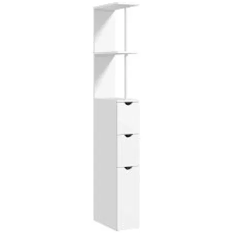 BOXED HOMCOM SLIM BATHROOM STORAGE CABINET WITH DRAWERS, TALL BATHROOM CUPBOARD WITH 2-TIER SHELF, WHITE (1 BOX)