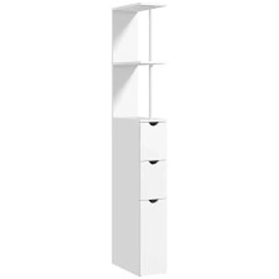 BOXED HOMCOM SLIM BATHROOM STORAGE CABINET WITH DRAWERS, TALL BATHROOM CUPBOARD WITH 2-TIER SHELF, WHITE (1 BOX)