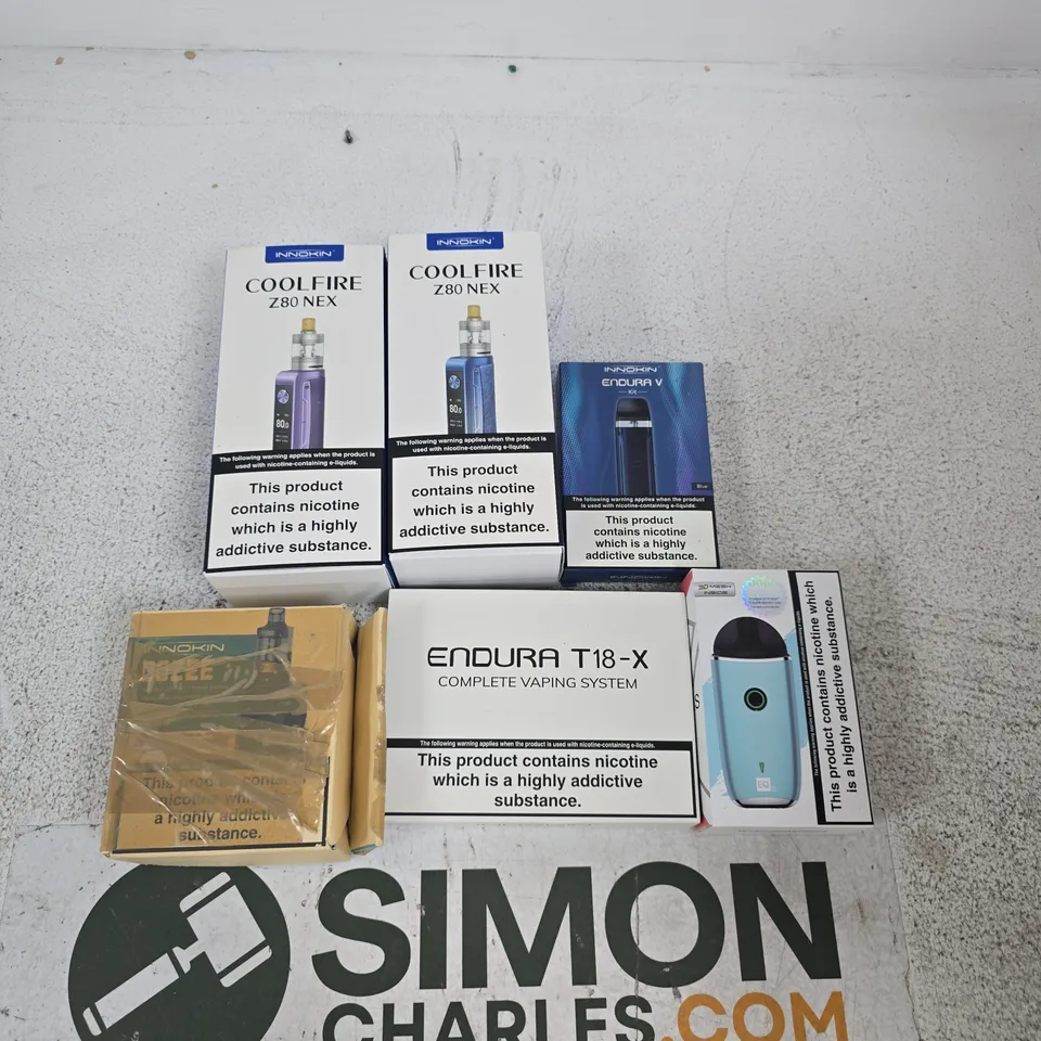 APPROXIMATELY 20 ASSORTED E-CIG PRODUCTS AND ACCESSORIES TO INCLUDE INNOKIN,ENDURA, ETC 