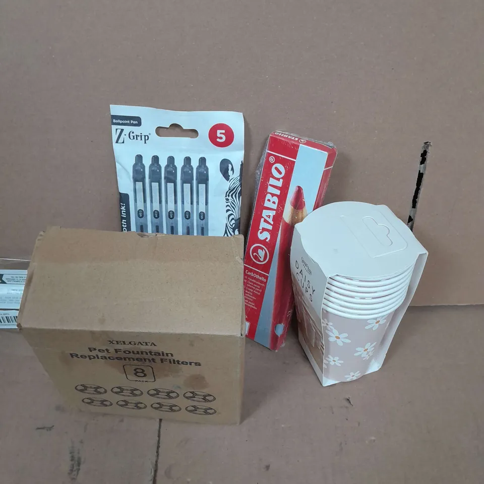 APPROXIMATELY 20  ASSORTED HOUSEHOLD ITEMS TOO INCLUDE, Z-GEN PENS- STABILE - DAISY CUPS  ETC 