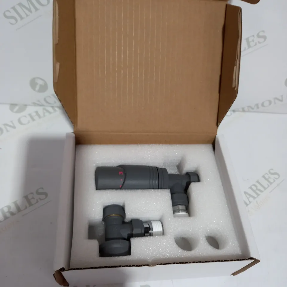 ELEGANT MODERN ANTHRACITE THERMOSTATIC ANGLED RADIATOR VALVES