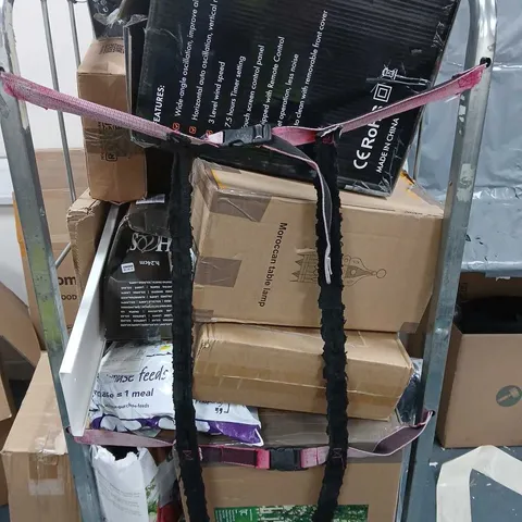 CAGE OF APPROXIMATELY 20 ASSORTED ITEMS TO INCLUDE - LIGHTS, FAN, FLOWERS  - ETC - COLLECTION ONLY