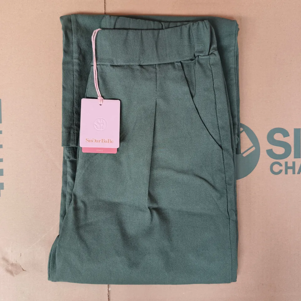 SUGAR BABE ITALY TROUSERS IN MOSS SIZE UNSPECIFIED