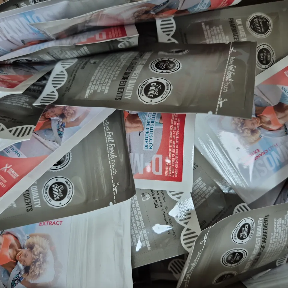 BOX OF APPROXIMATELY 80 PACKS OF CUTS-N-GAINS D-MANNOSE BLADDER INFECTIONS & CYSTITIS RELIEF TABLETS