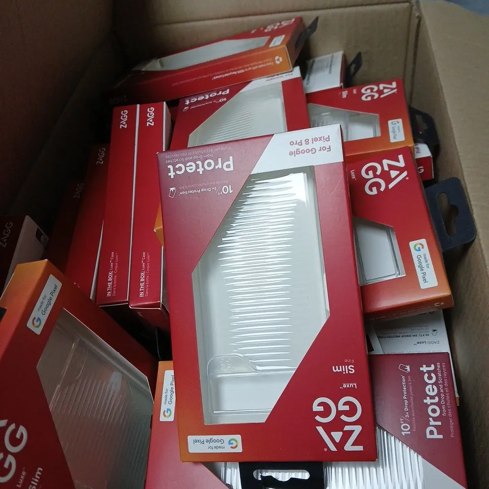 BOX OF APPROXIMATELY 60 ZAGG LUXE SLIM SCREEN PROTECTOR FOR GOOGLE PIXEL 8 PRO