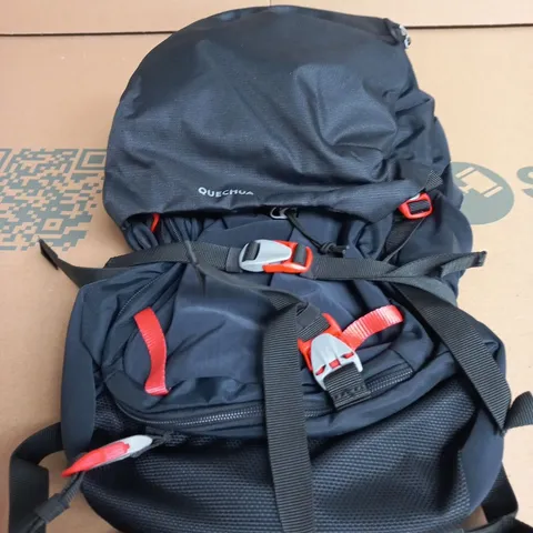 QUECHUA BACKPACK RUCKSACK – BLACK WITH RED BUCKLES