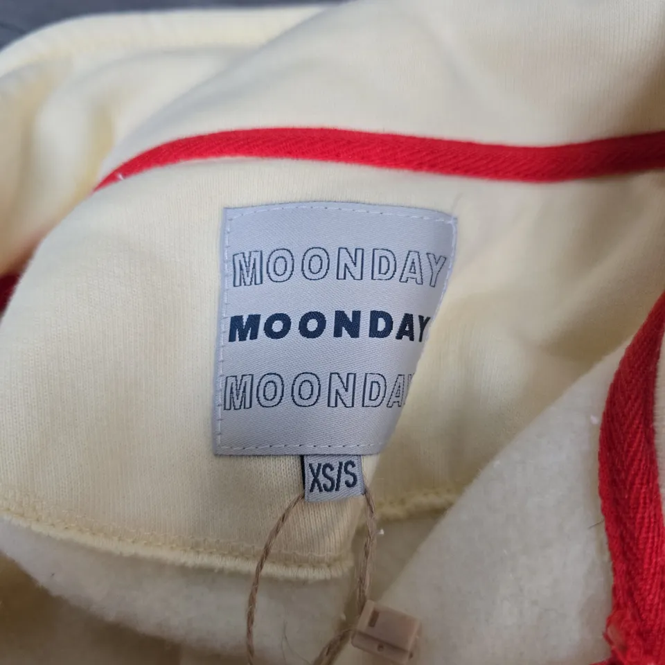 MOONDAY HOODIE XS/S – CREAM WITH RED PRINT, 'RESPECT LOCAL' TURTLE DESIGN