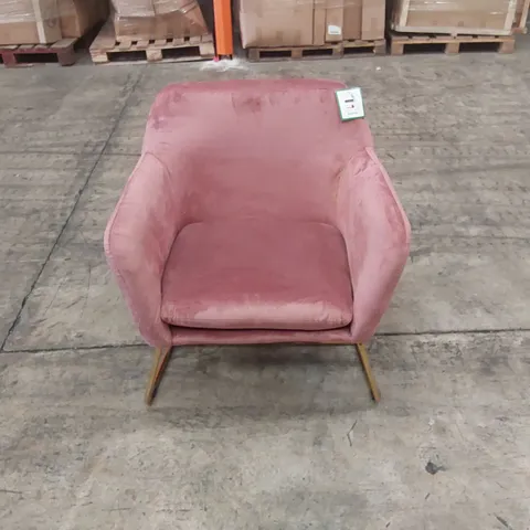 DESIGNER PINK VELVET ARM CHAIR