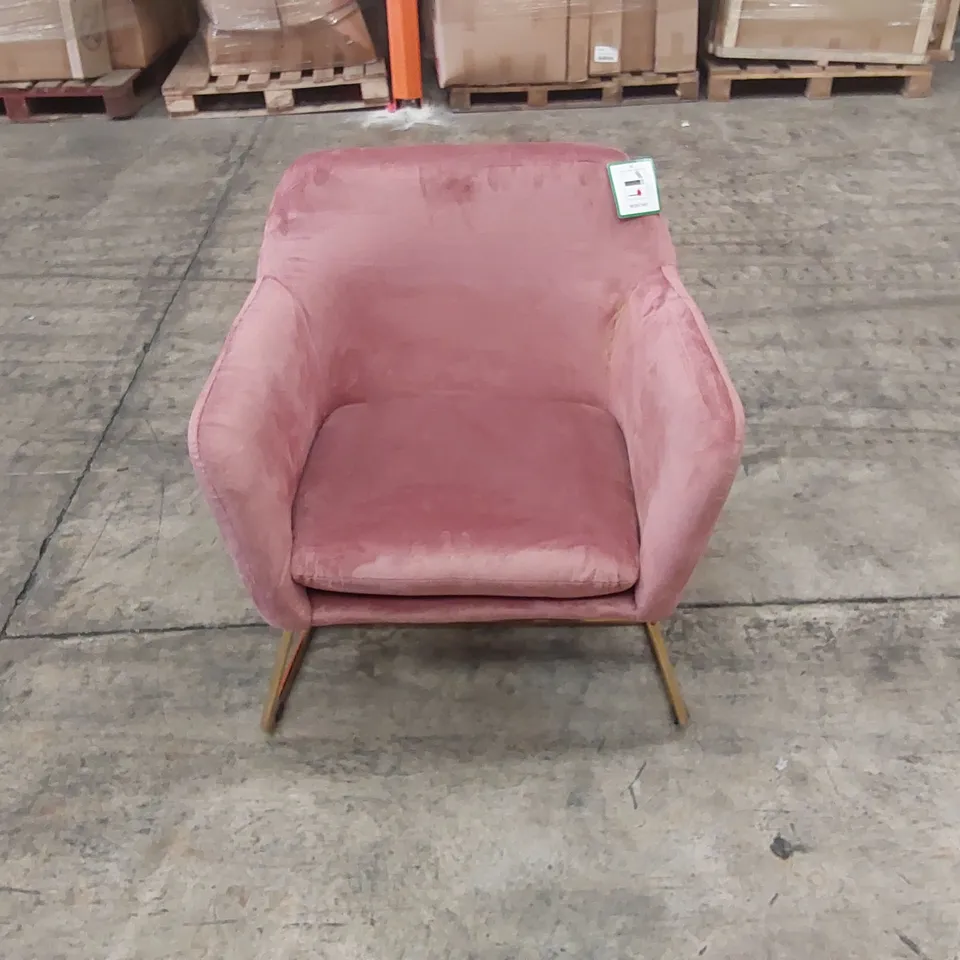DESIGNER PINK VELVET ARM CHAIR