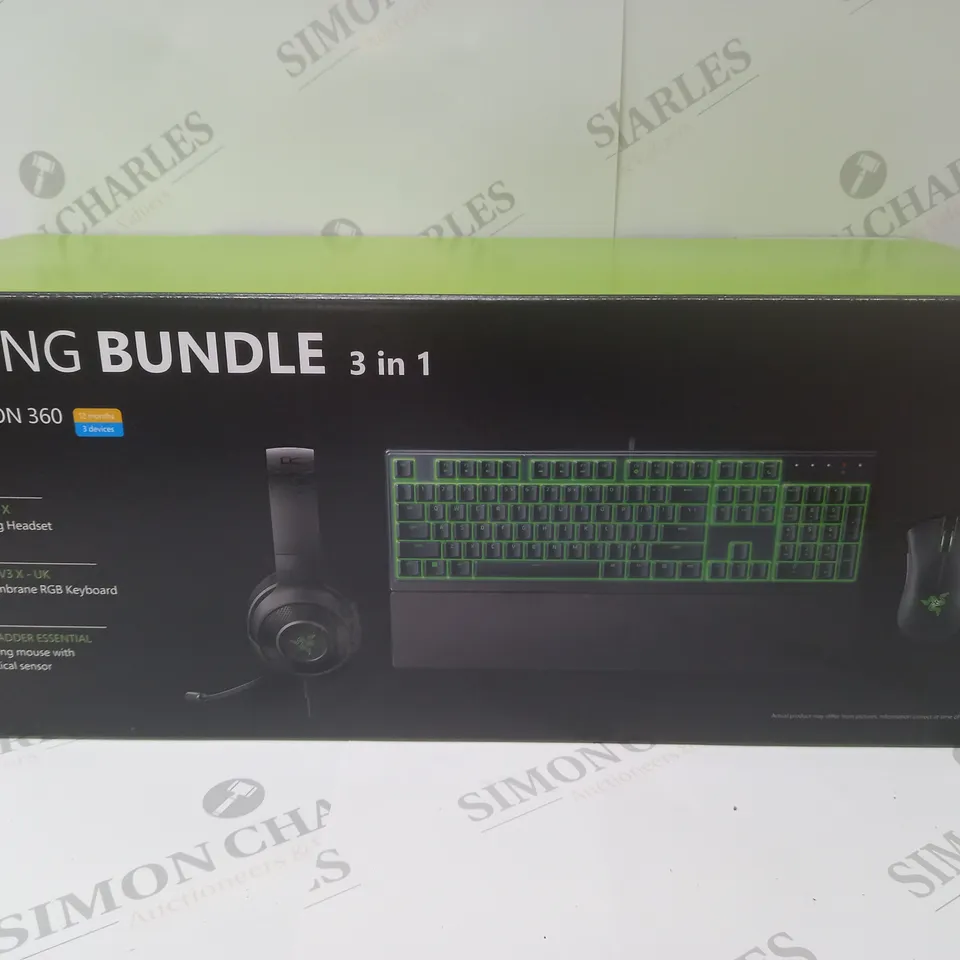 BRAND NEW BOXED RAZER GAMING BUNDLE 3 IN 1 TO INCLUDE - GAMING HEADSET, MEMBRANE RGB KEYBOARD AND ESSENTIAL GAMING MOUSE