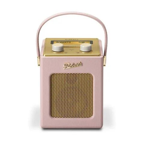 ROBERTS REVIVAL MINI PORTABLE DAB+/FM RADIO IN DUSKY PINK.