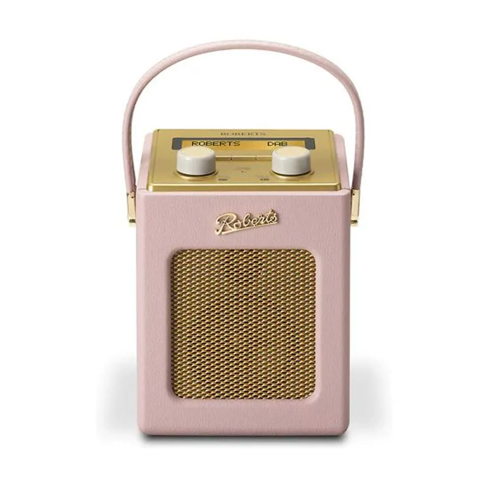 ROBERTS REVIVAL MINI PORTABLE DAB+/FM RADIO IN DUSKY PINK.