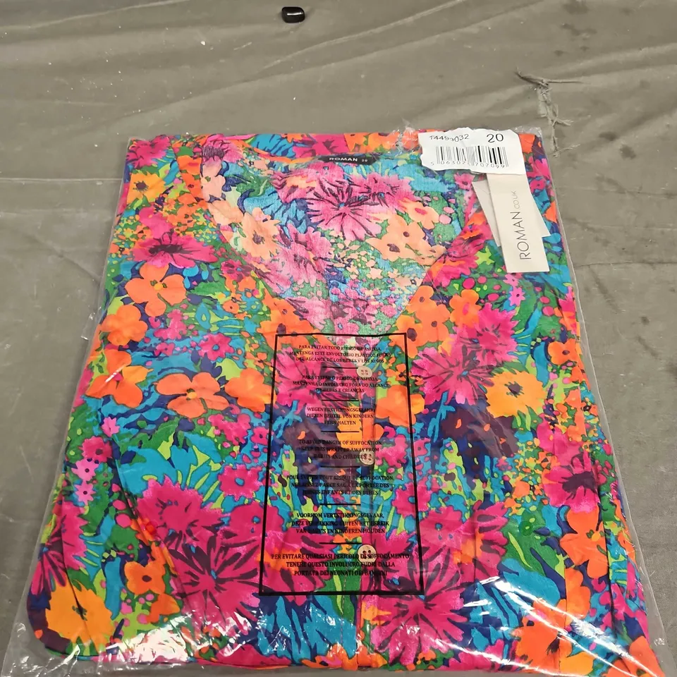 BAGGED ROMAN FLORAL PATTERN SUMER DRESS - SIZE 20