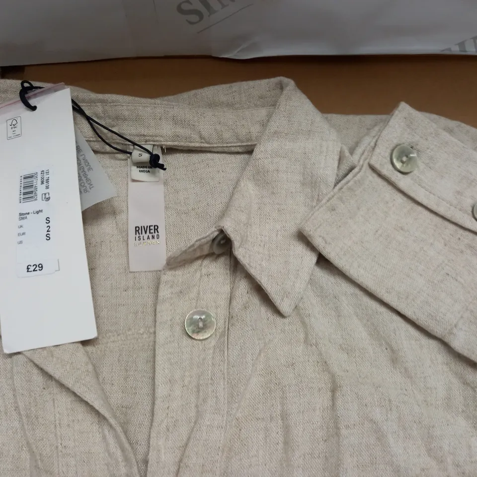 RIVER ISLAND LS SHIRT IN STONE - S