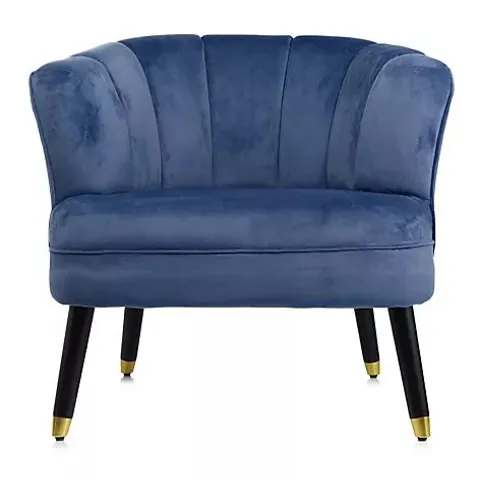 MY HOME STORIES VELVET ARMCHAIR WITH GOLD TIPPED LEGS - NAVY