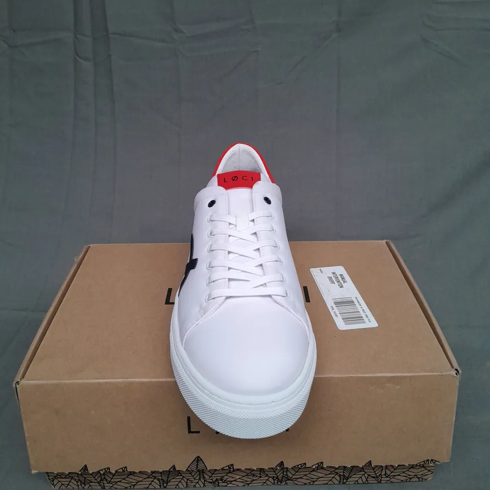 BOXED PAIR OF LOCI ORIGINS IN WHITE/RED/NAVY SIZE EU 45