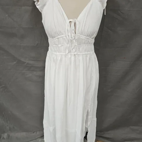 HOLLISTER SPLITLEG MIDI DRESS IN WHITE SIZE S