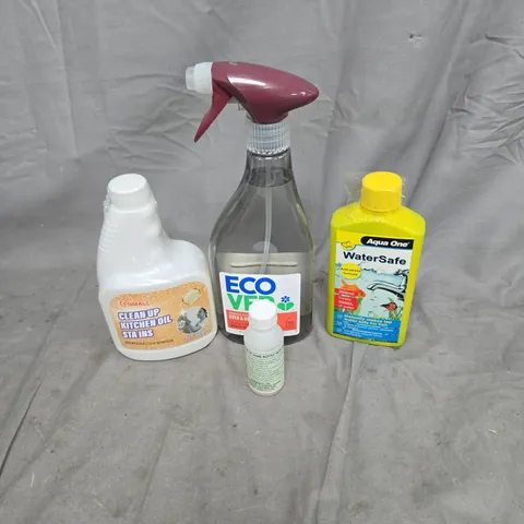 APPROXIMATELY 12 ASSORTED HOUSEHOLD ITEMS TO INCLUDE ECO VER, WATERSAFE, KITCHEN OIL STAIN CLEANER ETC