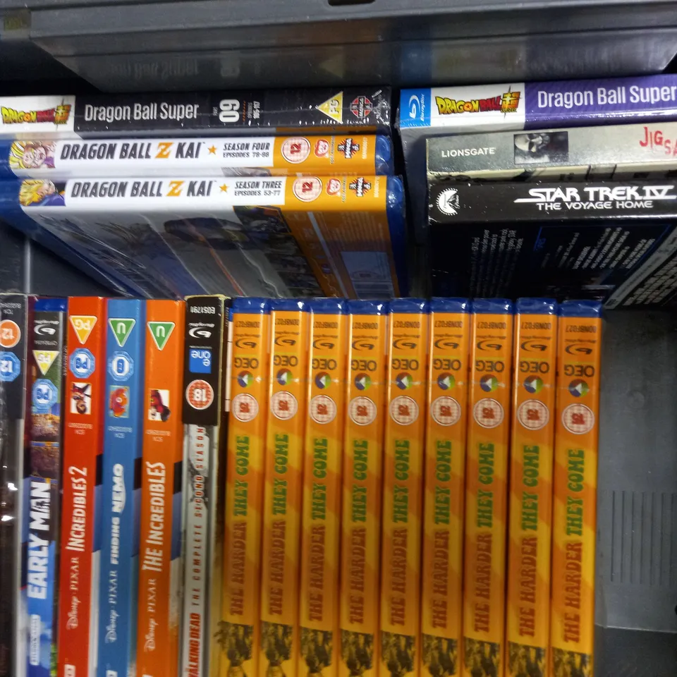 LOT OF APPROXIMATELY 28 BLU-RAYS, TO INCLUDE DRAGONBALL, SAW, THE HARDER THEY COME, ETC