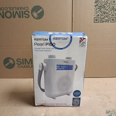 AZATOM PEARL P100 SHOWER DAB+ RADIO IPX5 WATER RESISTANT BOXED