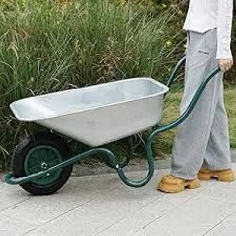 BOXED HEAVY DUTY WHEELBARROW 85L LITRE STEEL OUTDOOR WHEEL BARROW PNEUMATIC
